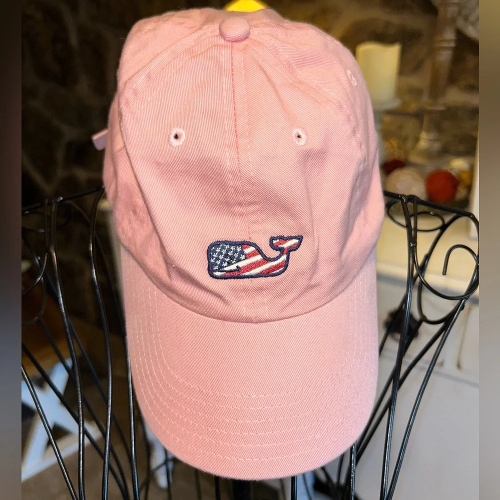 Vineyard Vines Hat Adult USA Flag Whale Logo Strap Back Baseball Cap OSF…